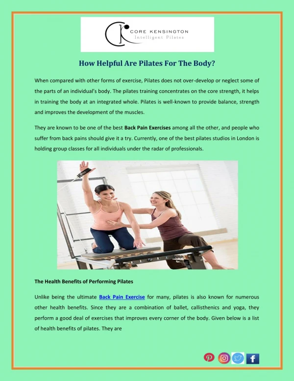 How Helpful Are Pilates For The Body?