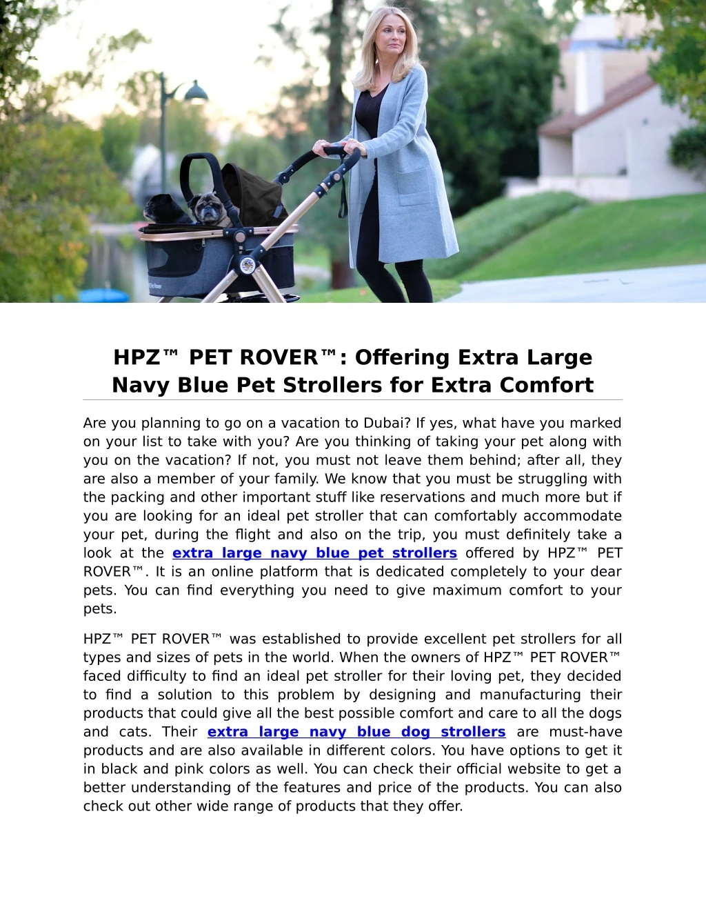 hpz pet rover offering extra large navy blue