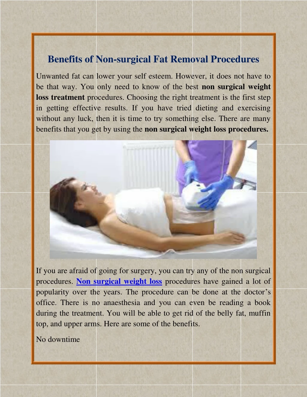 benefits of non surgical fat removal procedures