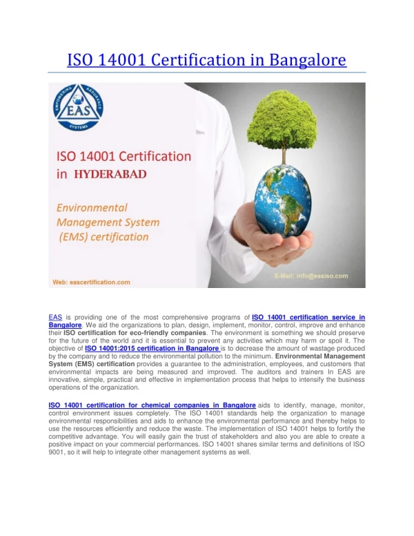 ISO 14001 Certification in Bangalore | ISO 14001 Certification Services in Bangalore | ISO 14001 Certification Body