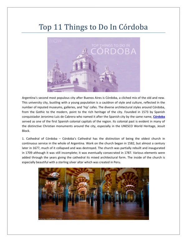 Top 11 Things to Do In Cordoba