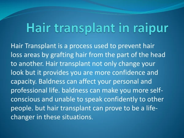 TOP MOST HAIR TRANSPLANT CLINIC IN RAIPUR
