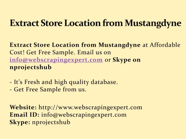 Extract Store Location from Mustangdyne
