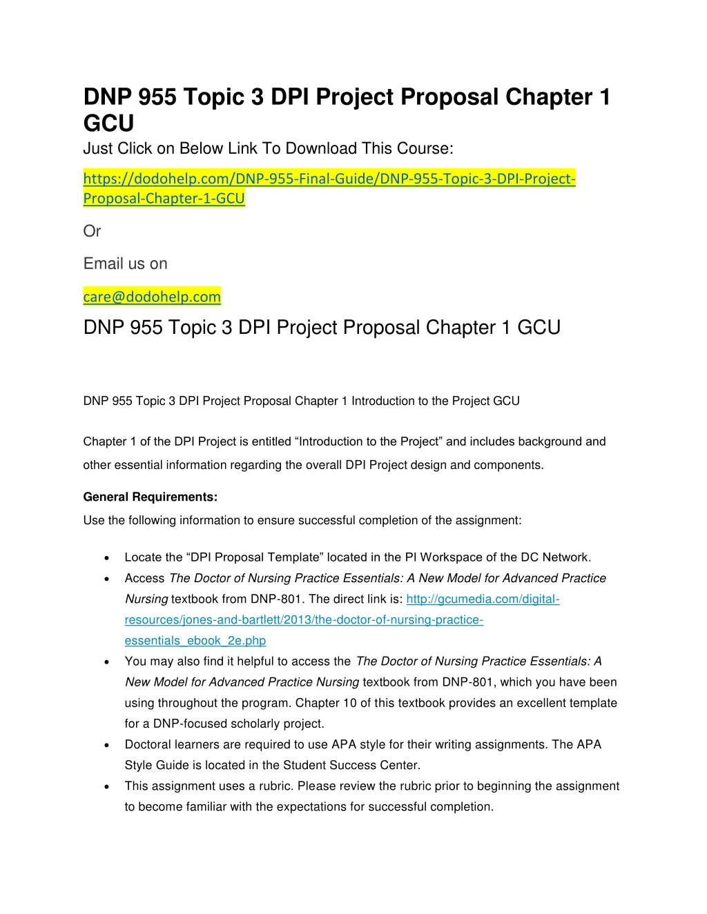 dnp 955 topic 3 dpi project proposal chapter