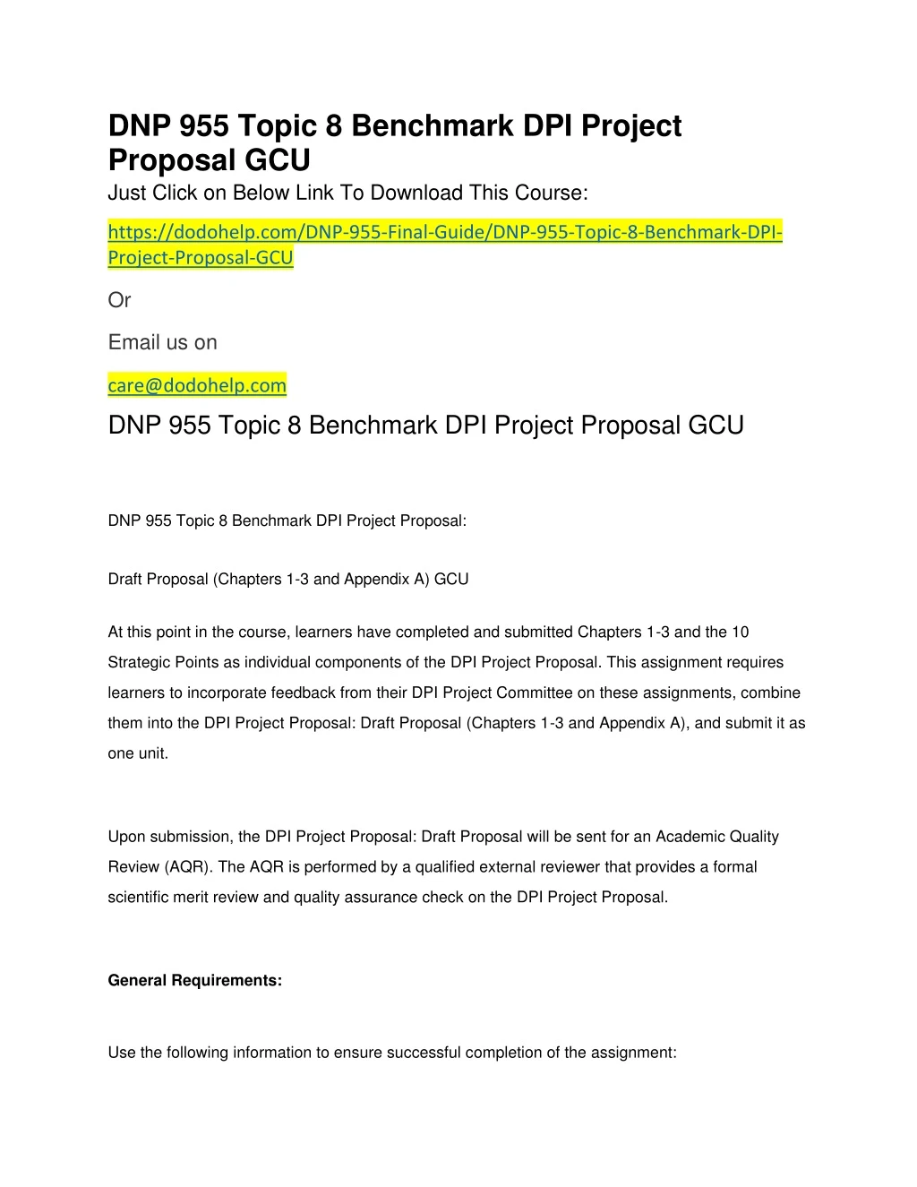 dnp 955 topic 8 benchmark dpi project proposal