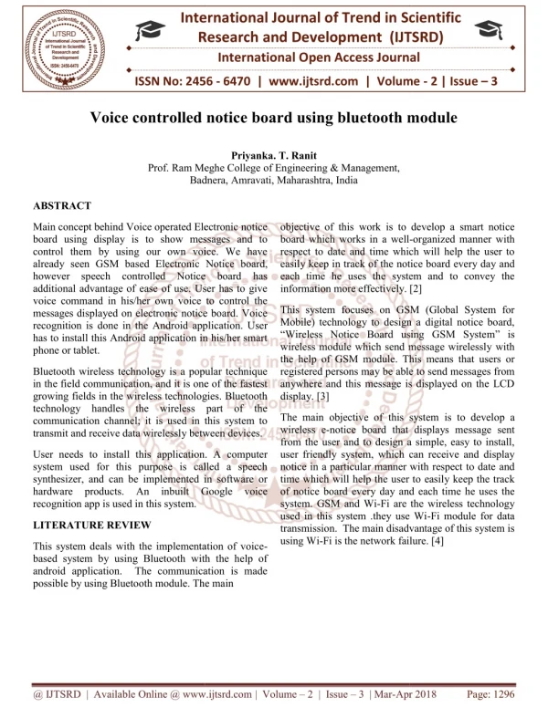 Voice controlled notice board using bluetooth module