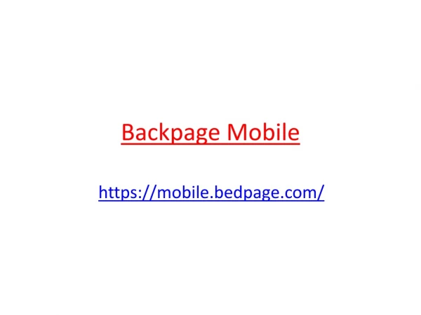 Backpage Mobile