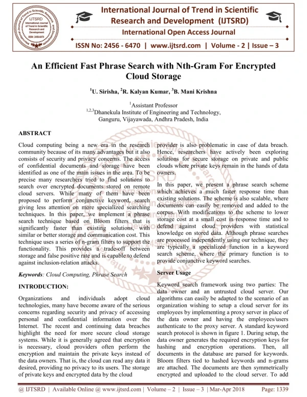 An Efficient Fast Phrase Search with Nth Gram For Encrypted Cloud Storage