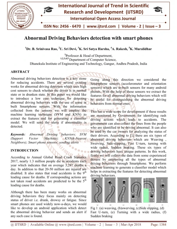Abnormal Driving Behaviors detection with smart phones