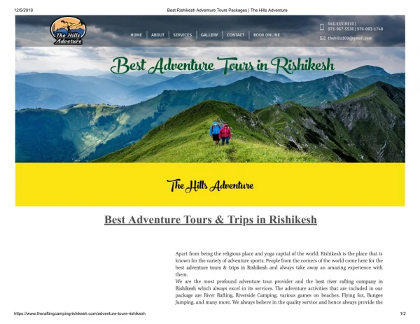 Book Best Adventure tours in Rishikesh - The Hills Adventure