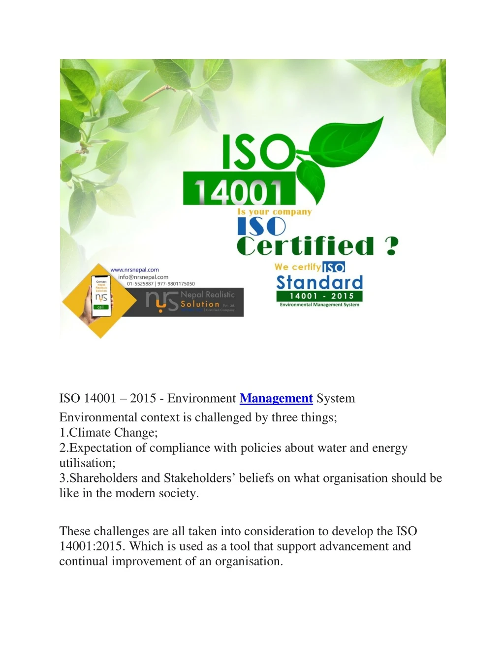 iso 14001 2015 environment management system