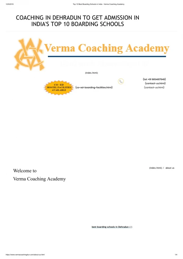 Most excellent Top 10 Best Boarding Schools in India | Verma Coaching Academy