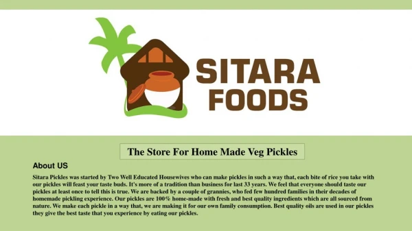 Sitara Foods - Veg Pickles PPT