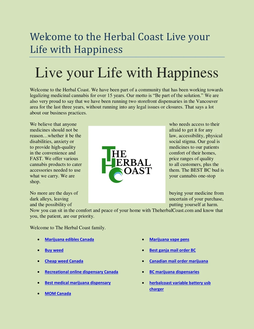 welcome to the herbal coast live your life with