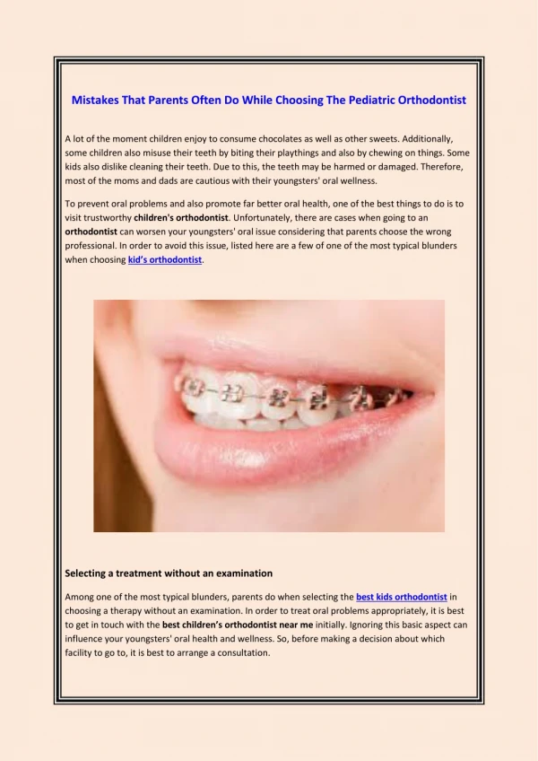 Mistakes That Parents Often Do While Choosing The Pediatric Orthodontist