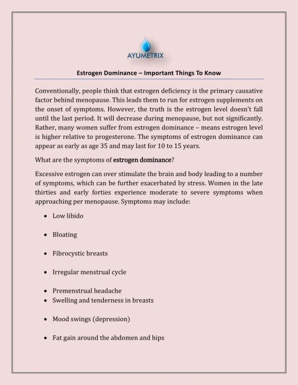 estrogen dominance important things to know