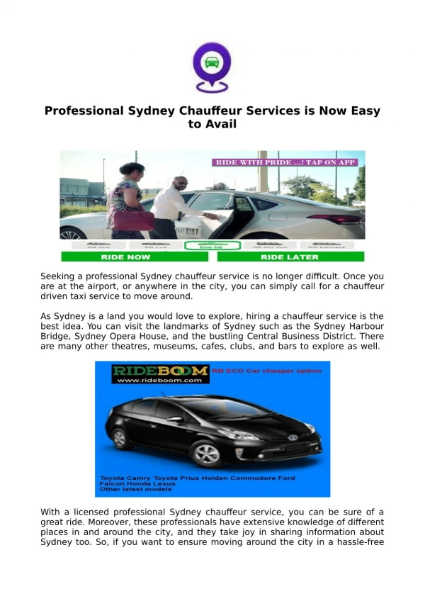 Professional Sydney Chauffeur Services is Now Easy to Avail