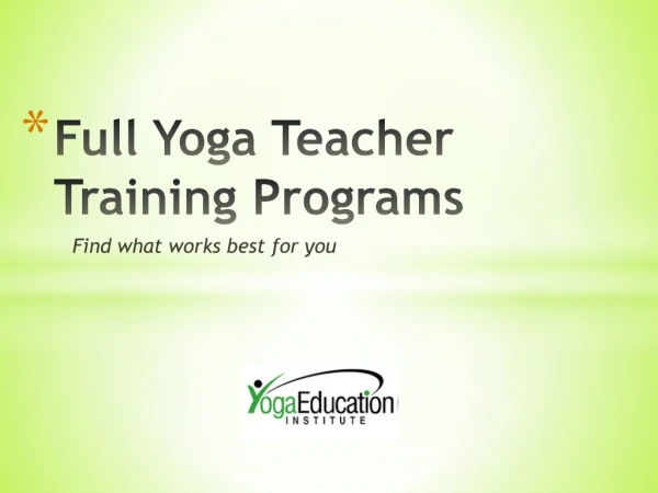 Full Yoga Teacher Training Programs