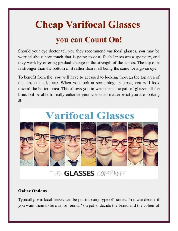 Cheap Varifocal Glasses you can Count On!