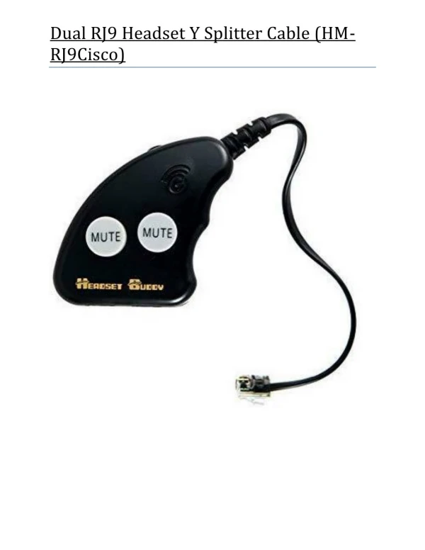 Dual RJ9 Headset Y Splitter Cable (HM-RJ9Cisco