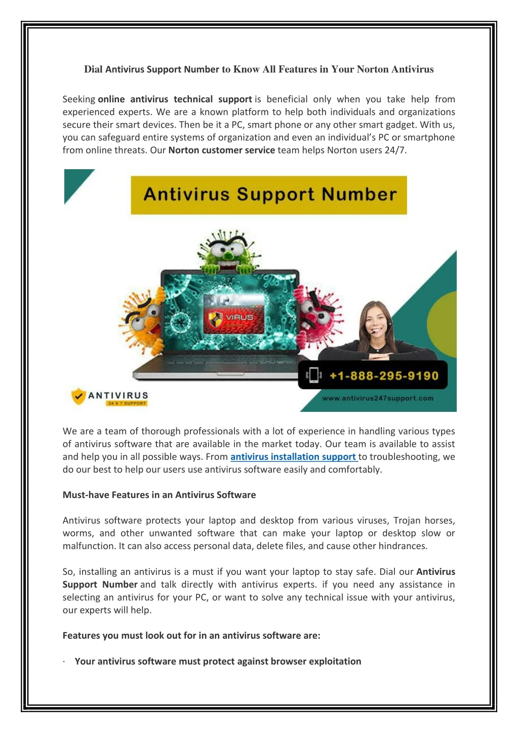 dial antivirus support number to know
