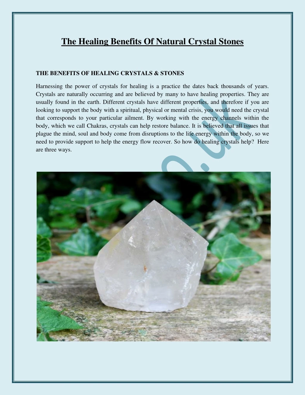 the healing benefits of natural crystal stones