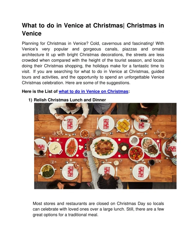 Things to do in Venice at Christmas