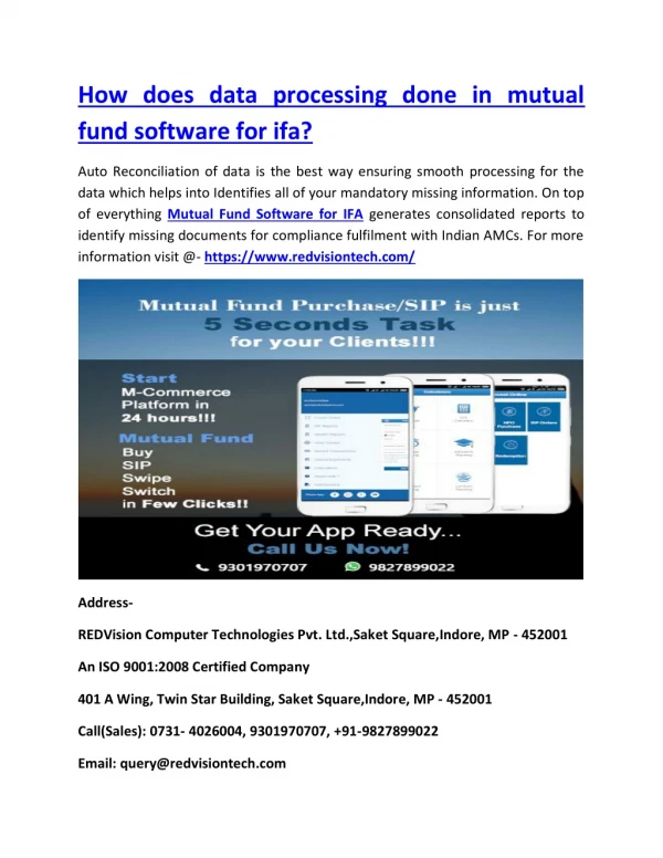 how does data processing done in mutual fund