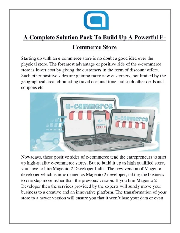 A Complete Solution Pack To Build Up A Powerful E-Commerce Store
