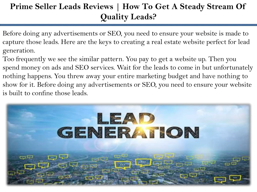 prime seller leads reviews how to get a steady