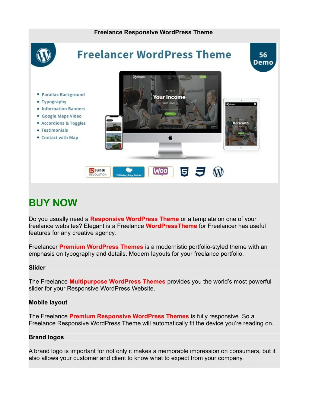 freelance responsive wordpress theme