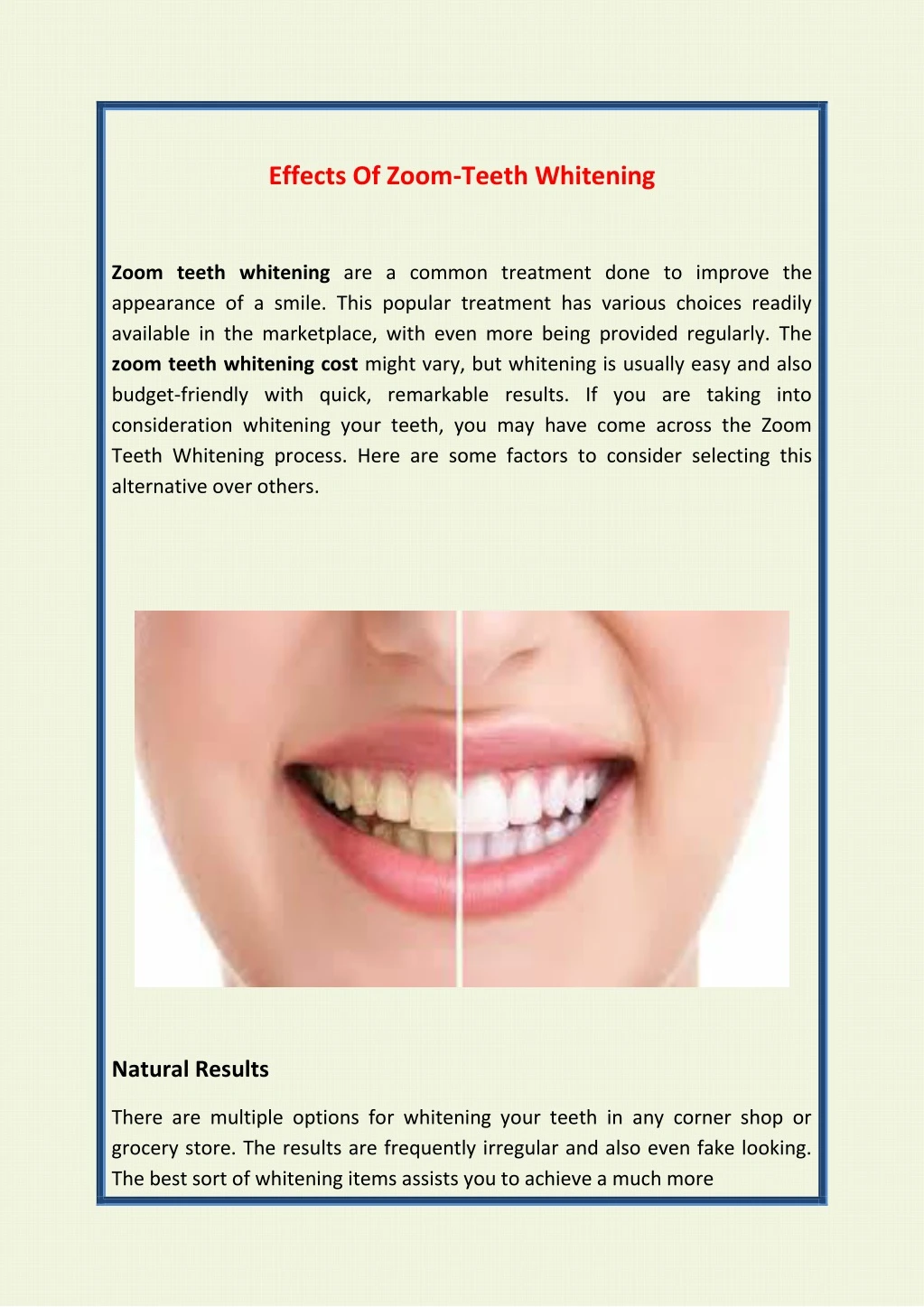 effects of zoom teeth whitening