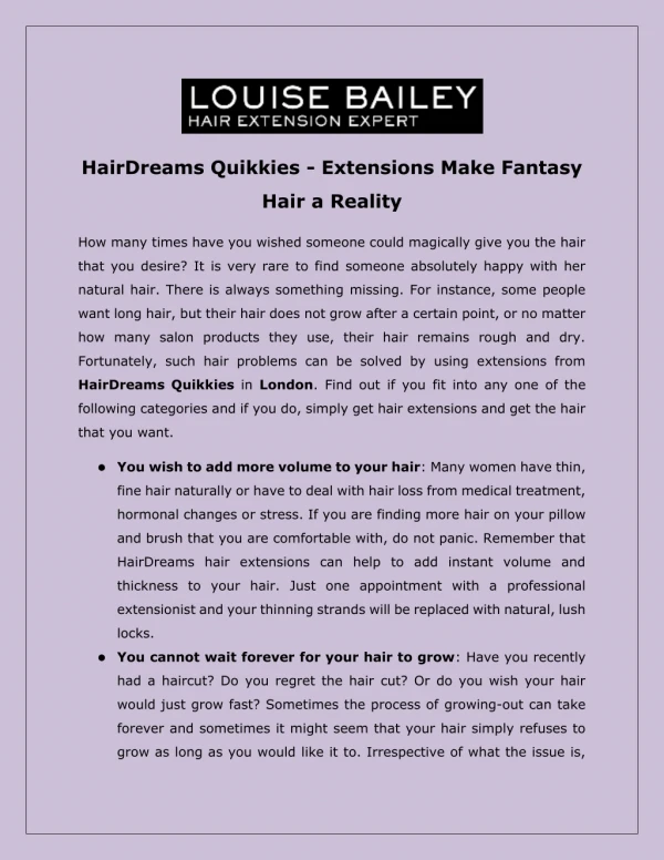 HairDreams Quikkies - Extensions Make Fantasy Hair a Reality