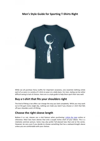 MEN’S STYLE GUIDE FOR SPORTING T-SHIRTS RIGHT - slide 1
