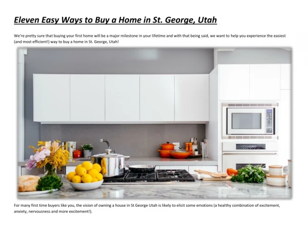 Eleven Easy Ways to Buy a Home in St. George, Utah