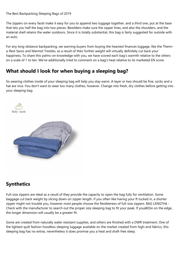 15 Doubts You Should Clarify About best sleeping bag.