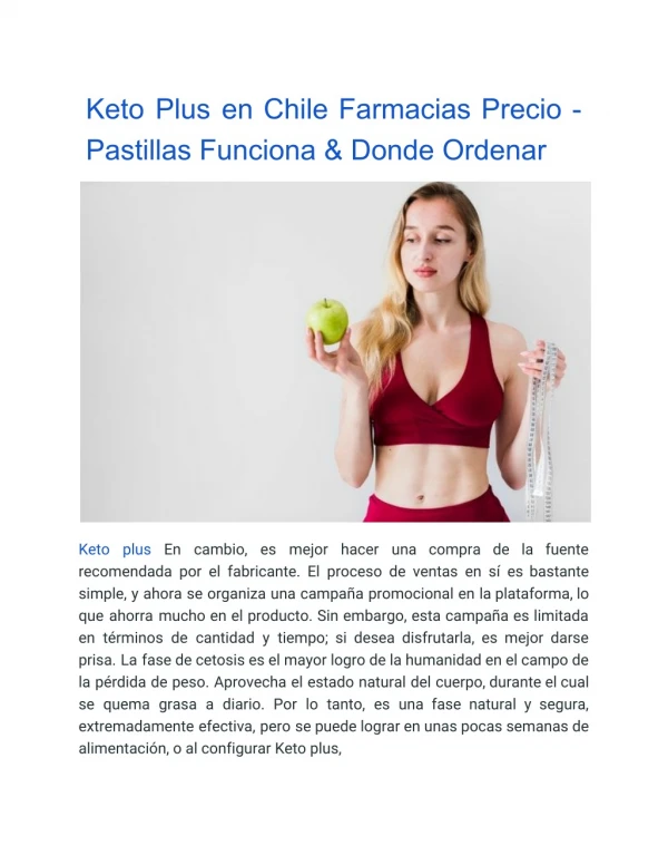 Keto Plus en Chile Farmacias Precio - Pastillas Funciona & Donde Ordenar