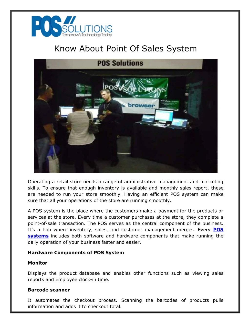 know about point of sales system