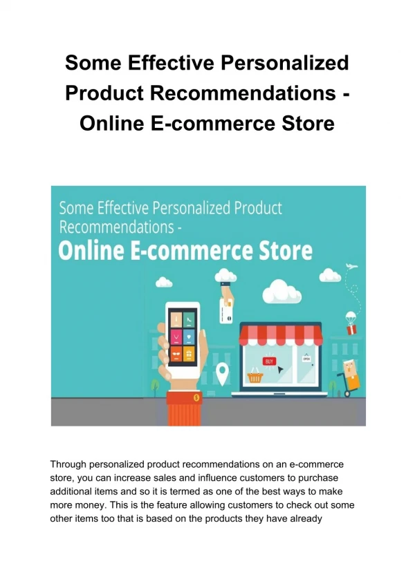 Some Effective Personalized Product Recommendations - Online E-commerce Store