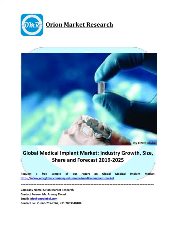Global Medical Implant Market: Industry Growth, Size, Share and Forecast 2019-2025