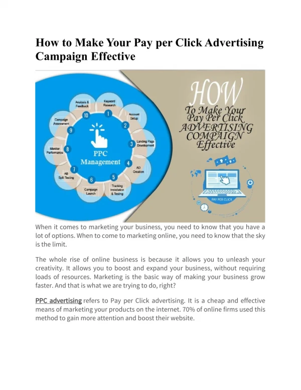 How to Make Your Pay per Click Advertising Campaign Effective