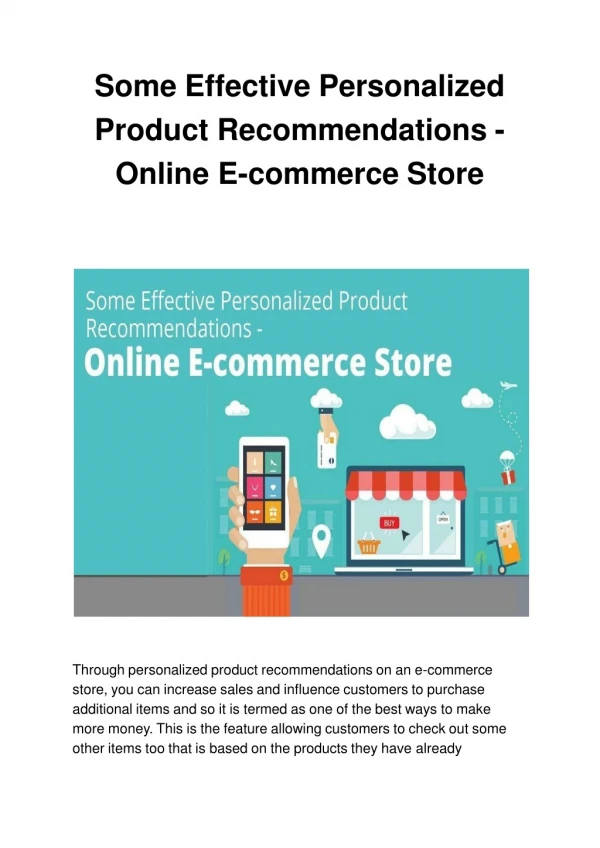Some Effective Personalized Product Recommendations - Online E-commerce Store