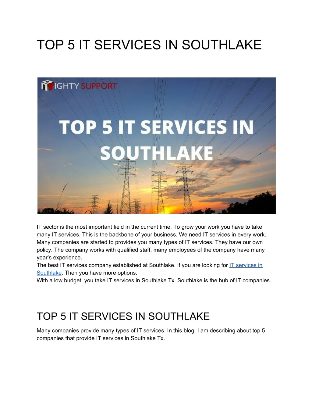top 5 it services in southlake