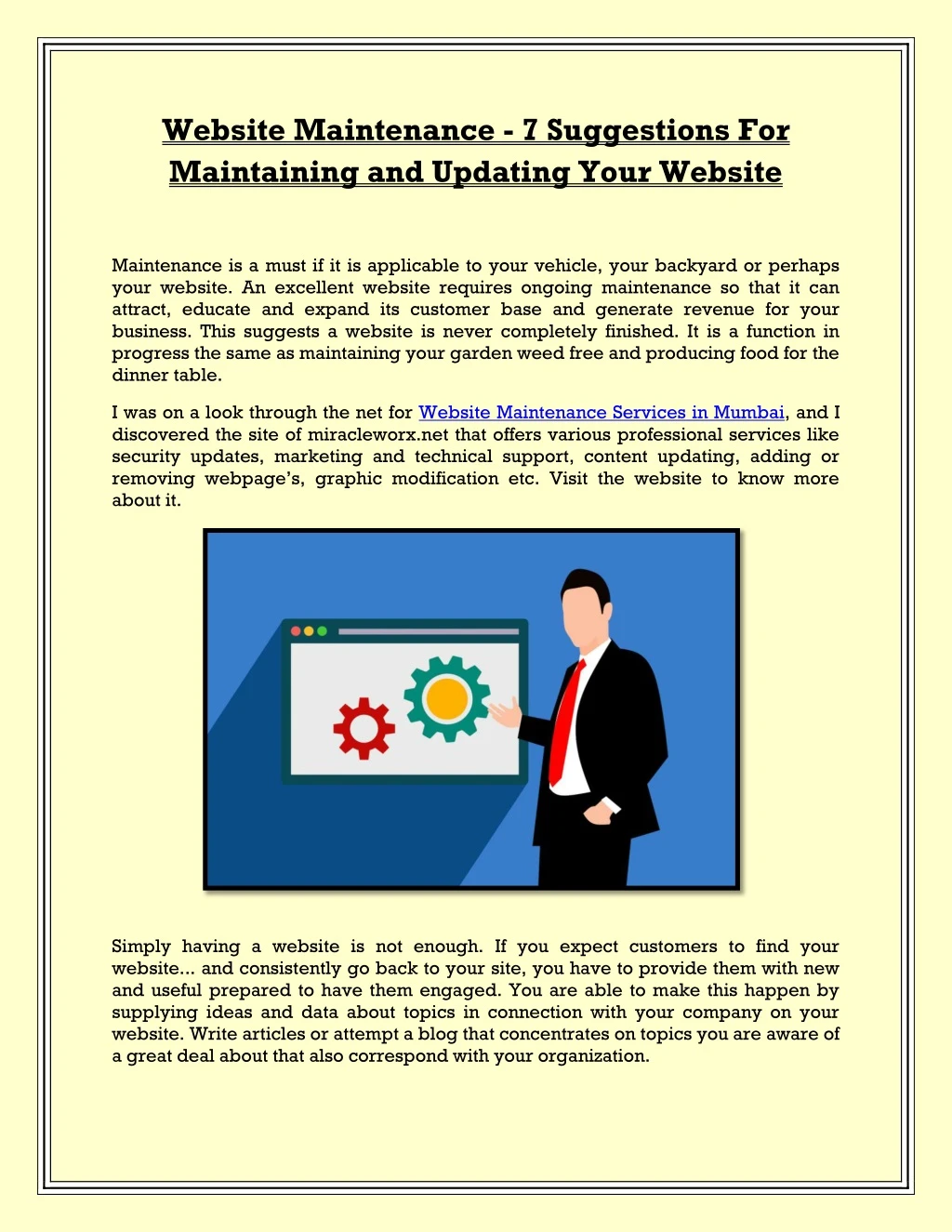 website maintenance 7 suggestions for maintaining