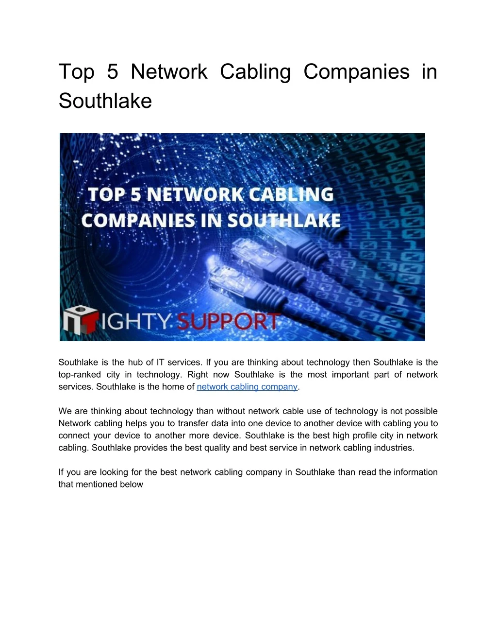 top 5 network cabling companies in southlake