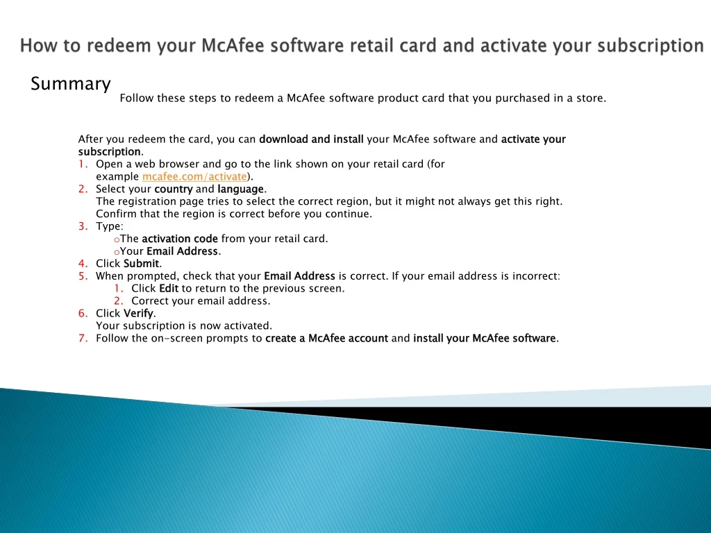 how to redeem your mcafee software retail card and activate your subscription