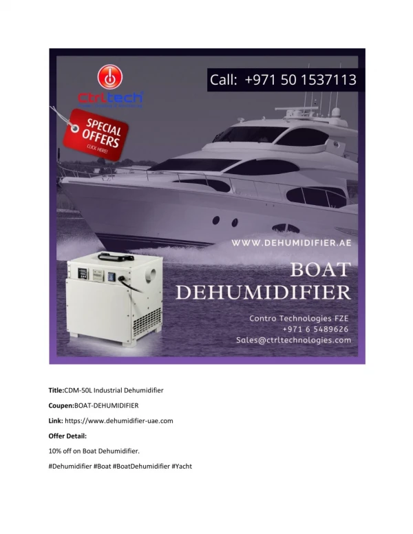 10% off on Boat Dehumidifier.