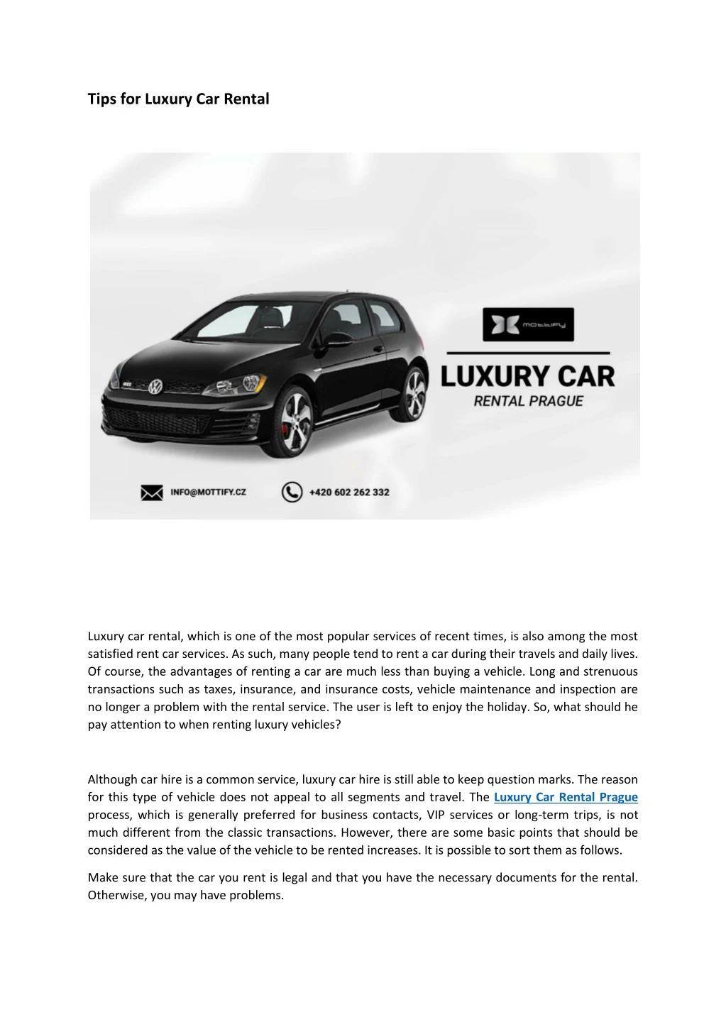 tips for luxury car rental