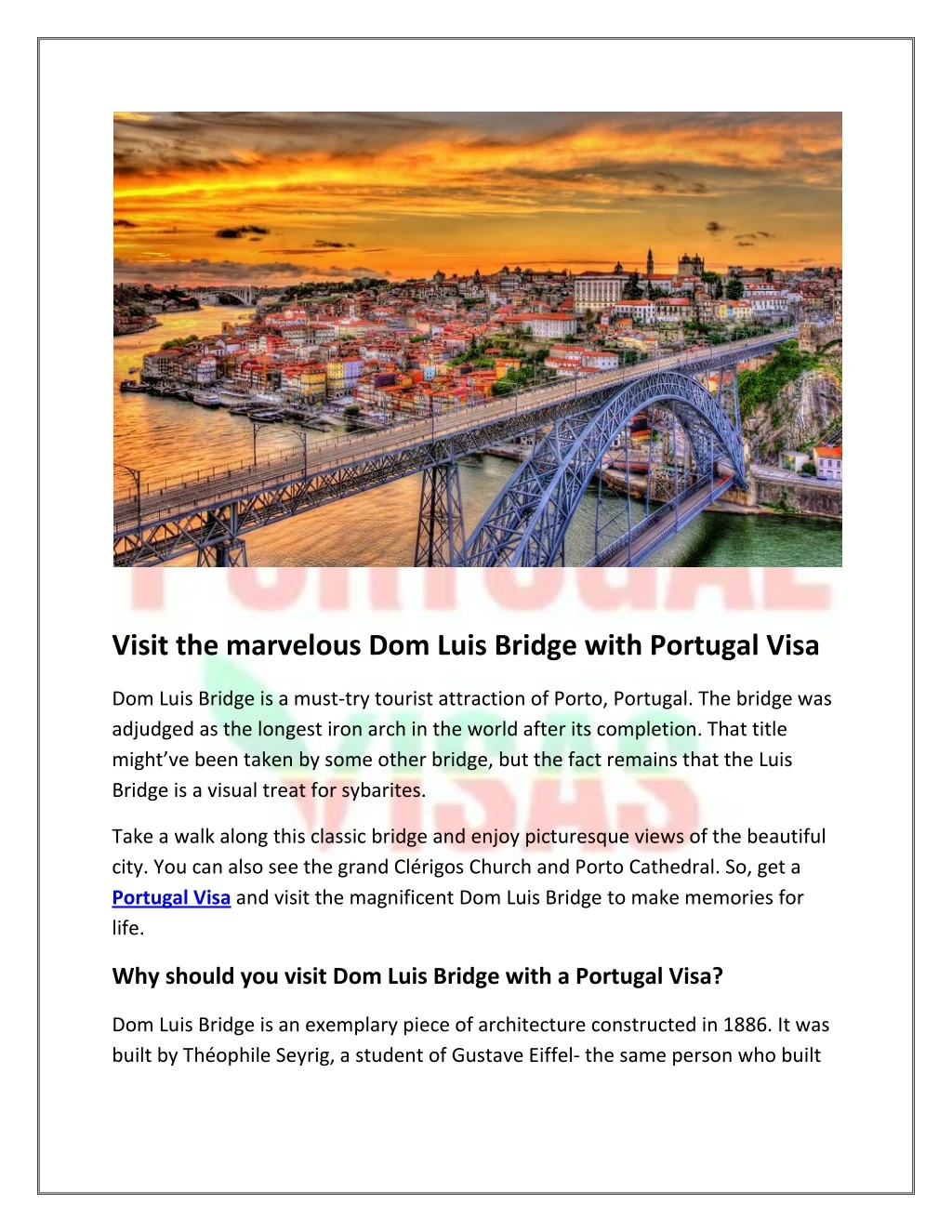 visit the marvelous dom luis bridge with portugal