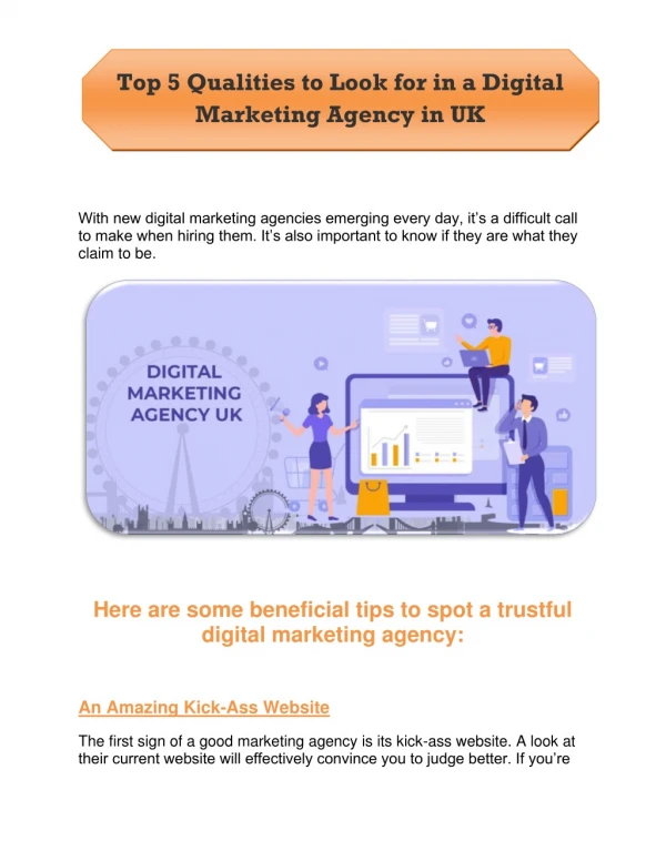 Top 5 Qualities to Look for in a Digital Marketing Agency in UK